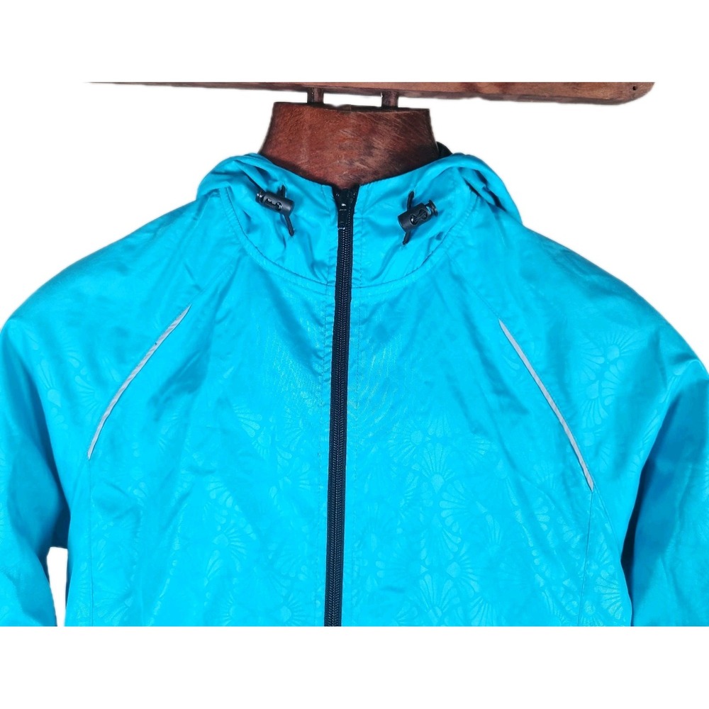Everlast Womens Turquoise Blue Floral Tonal Windbreaker Jacket Hooded Small - Picture 3 of 9